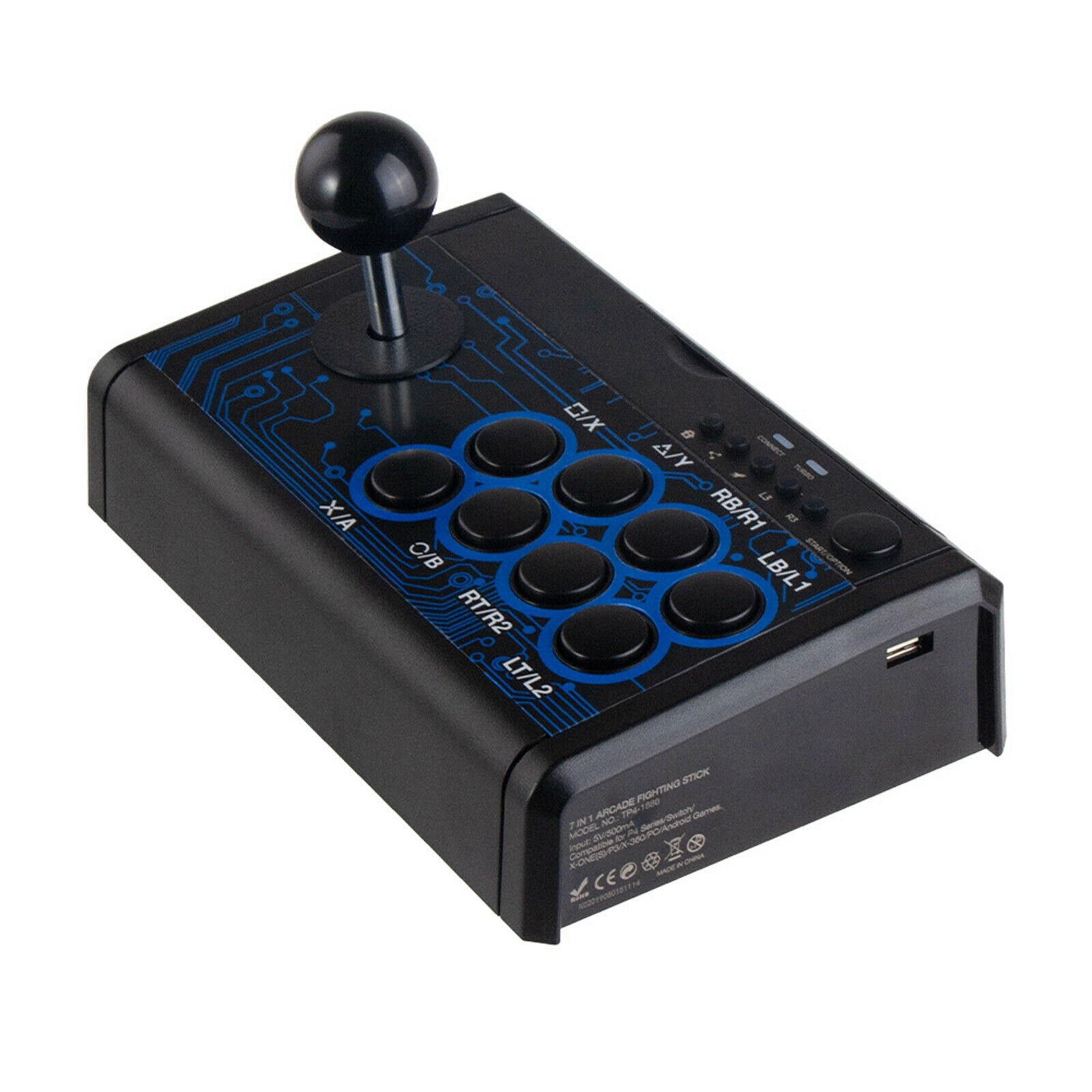 7-in-1 Arcade Fighting Game Joystick 8 Action Buttons and 8 Directional Stick