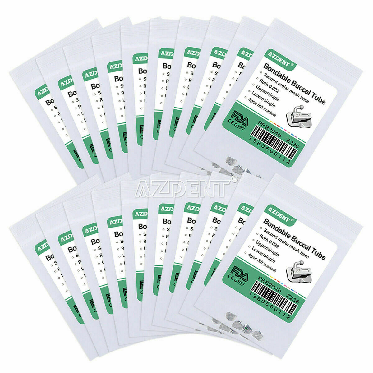 100 Bags Dental Bondable Buccal Tube Non-Convertible Roth 022 For2nd Molar CA