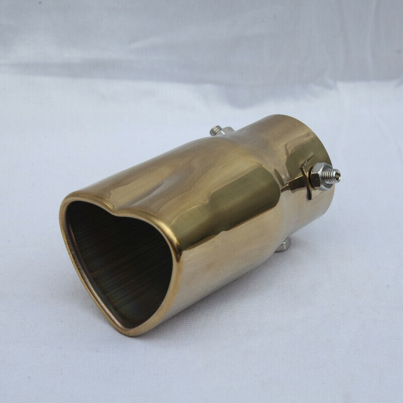 63mm 2.5" Inlet Heart Shaped Car Golden Exhaust Tip Tail Pipe Stainless Steel