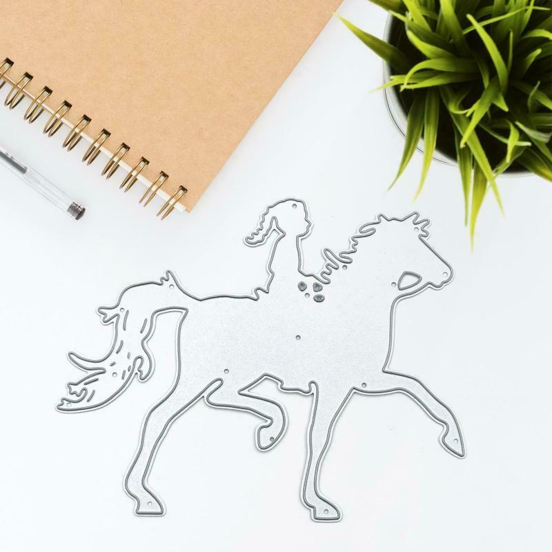Girl Horse Metal Cutting Dies Stencil Scrapbooking DIY Album Stamp Paper craft