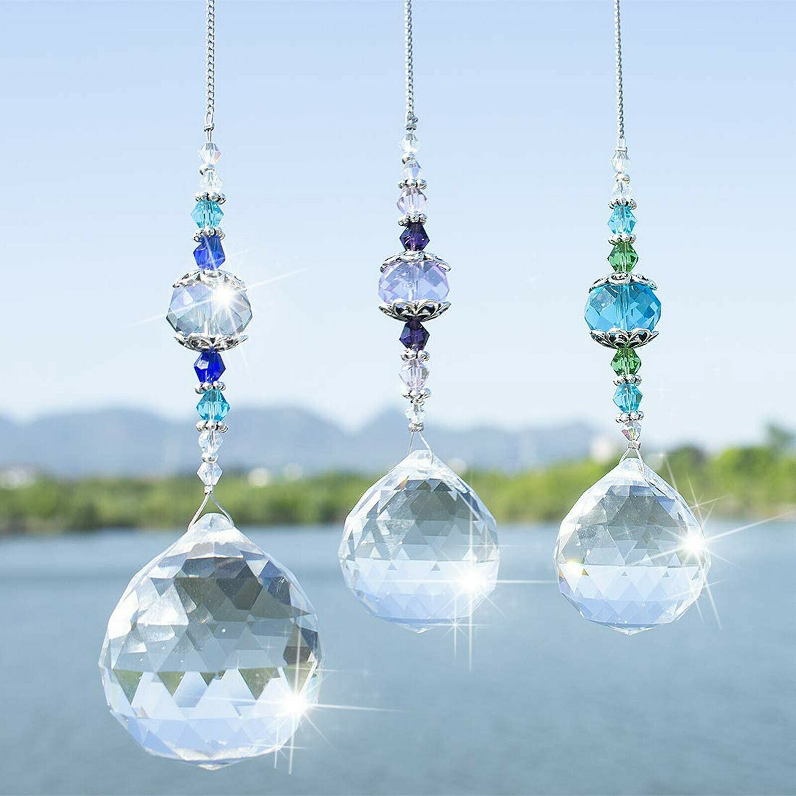 Hanging Clear Crystal Lighting Ball Prisms Pendant Curtain Chandelier Decor 30mm