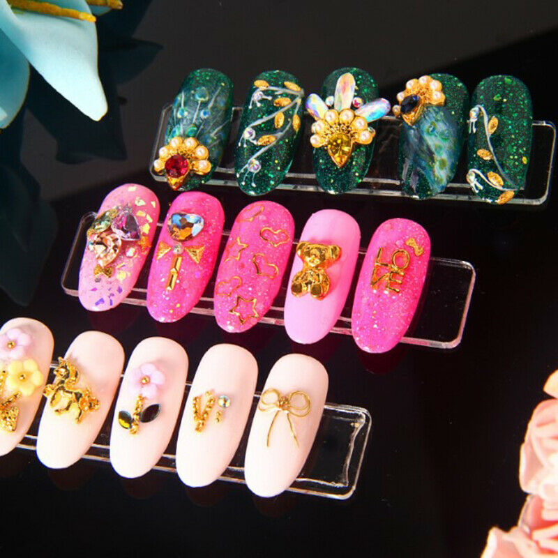 50pcs False Nail Display Show Stand Clear Rectangle Holder Strip Practice T Lt