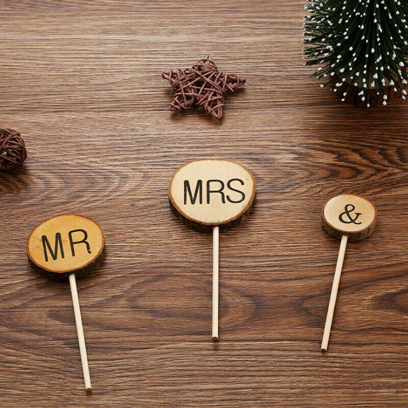 Mr Mrs Cake Topper Wooden Cake Top Flag English Alphabet Wedding Engageme.l8