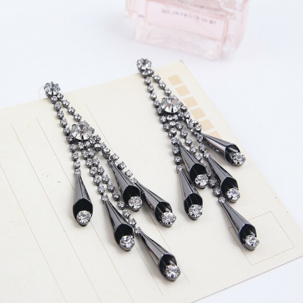 1 Pair Fashion Charm Women Lady Long Tassel All Occasions Ear Studs Black
