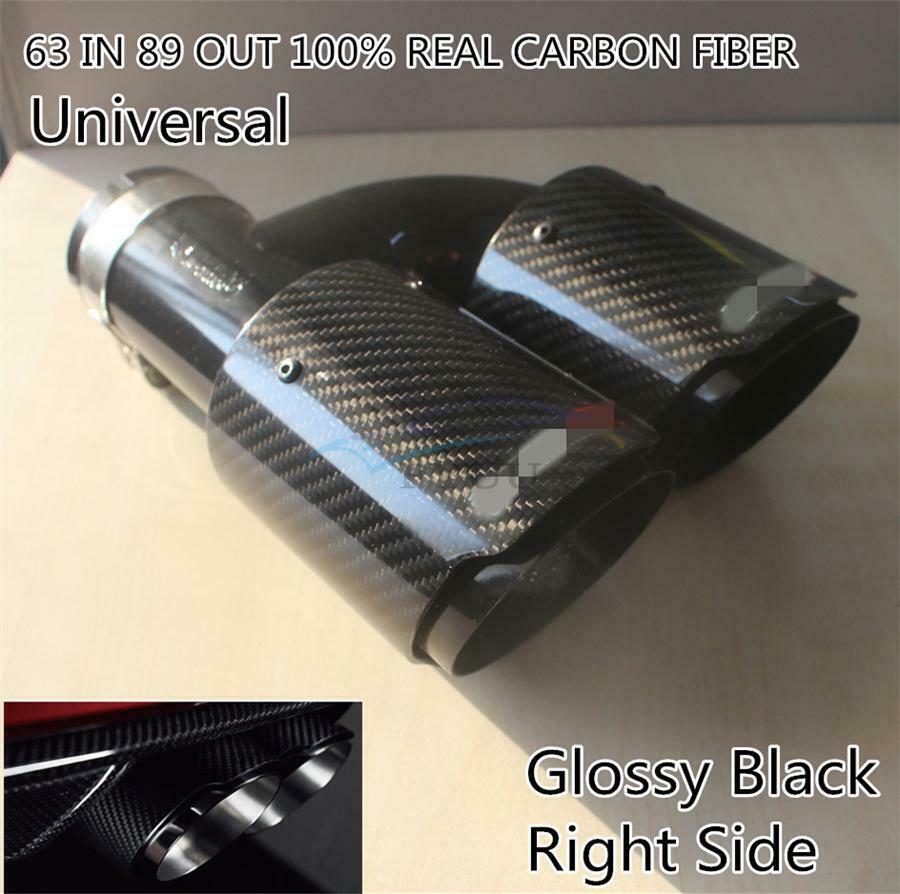 1 Piece 63mm×89mm H Style Glossy Black Stainless Steel Right Side Car End Pipes