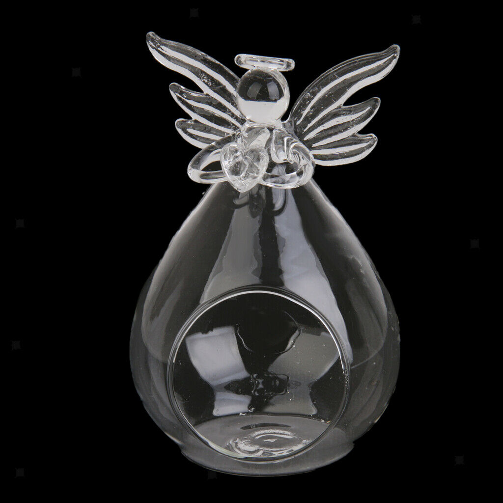 Angel Wing Glass Tea Light Candle Holder Cactus Planter Vase Terrarium Decor