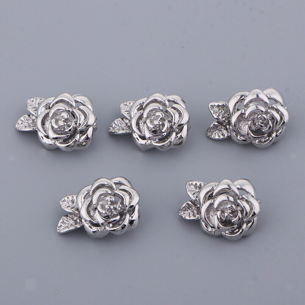 5Pack Rose Flower Magnetic Clasps DIY Hooks End Jewelry Making 2x1.3cm