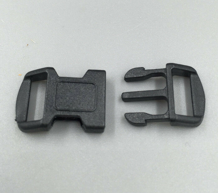 12pcs Curved Side Release Plastic Buckle for Paracord Bracelet Black 11mm