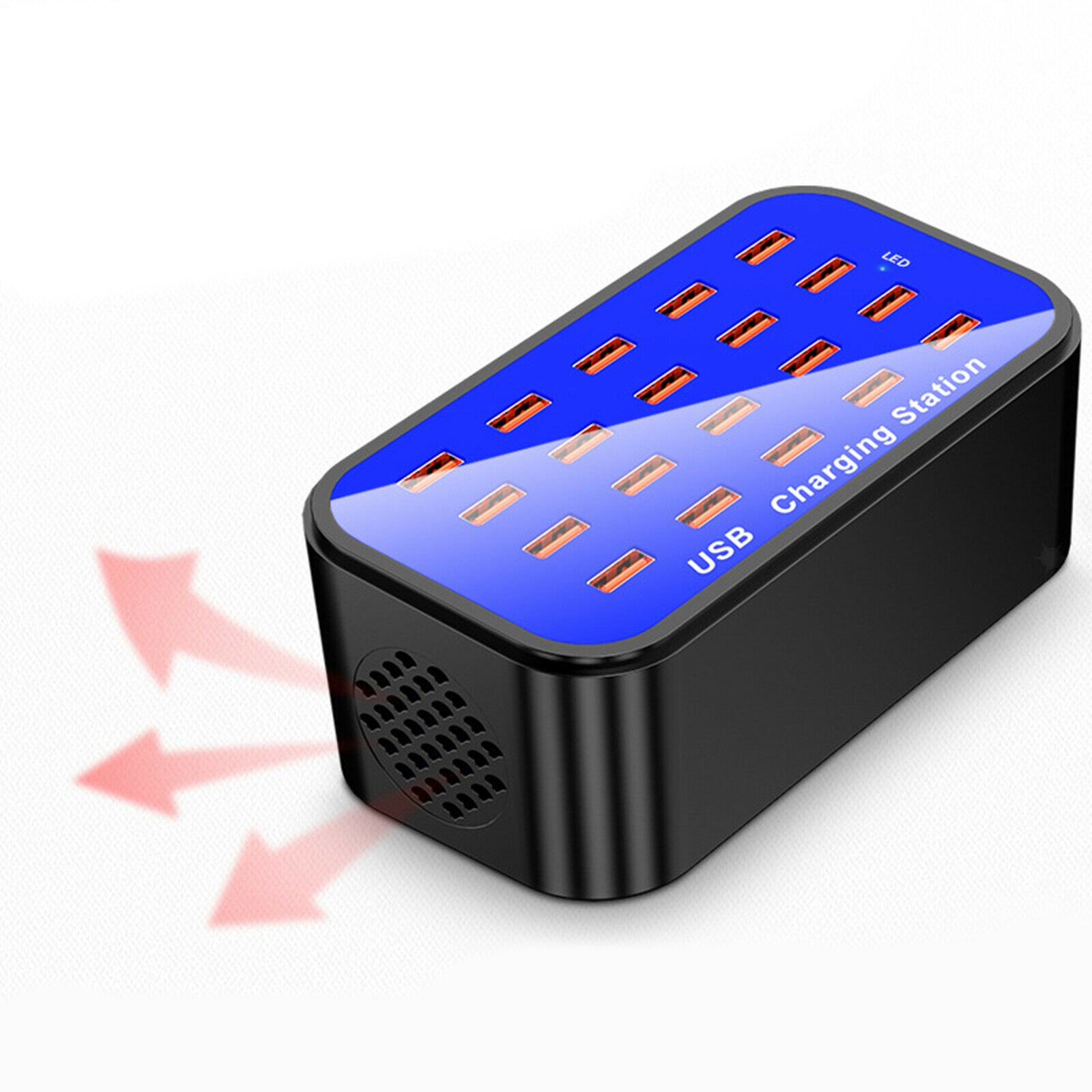 Multiple USB Charging Station Charger Hub 20-Port 90W/20A for Smartphones US