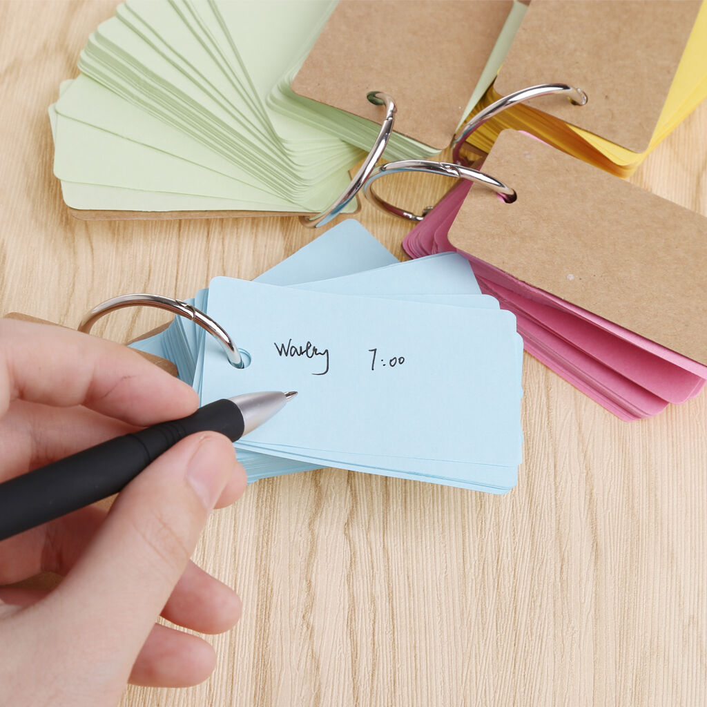 Kraft Paper Binder Ring Easy Flip Flash Cards Study Memo Pads DIY Stationery