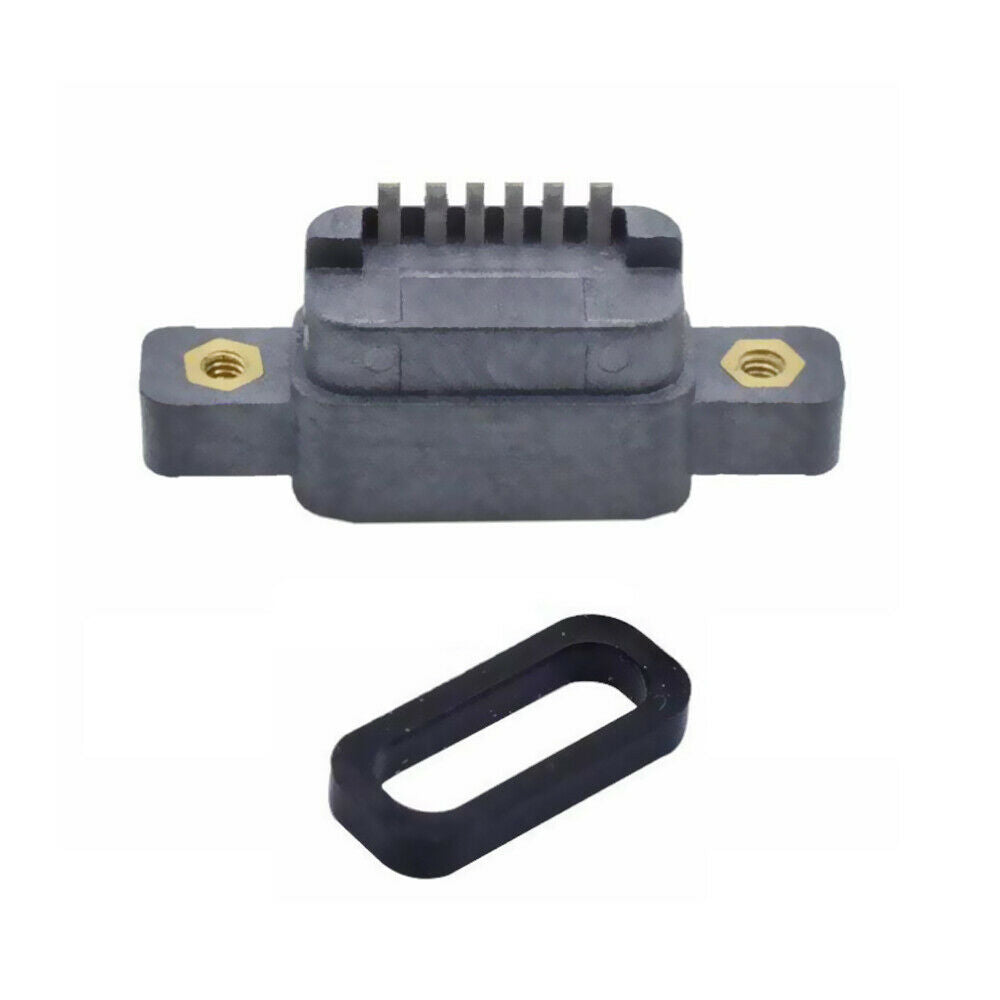 1Pcs USB 3.1 Type-C 6Pin Female Waterproof Female Socket Rubber Ring with Screw