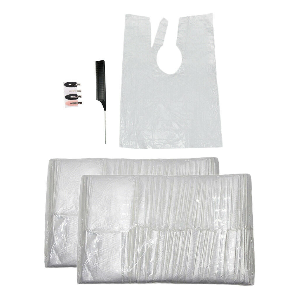 200pcs Disposable Hair Cutting Cape Transparent Hairdresser Apron for Barber