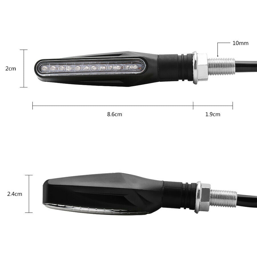 2* Flowing Water Motorcycle Motorbike 12 LED Turn Signal Indicator Light rubber