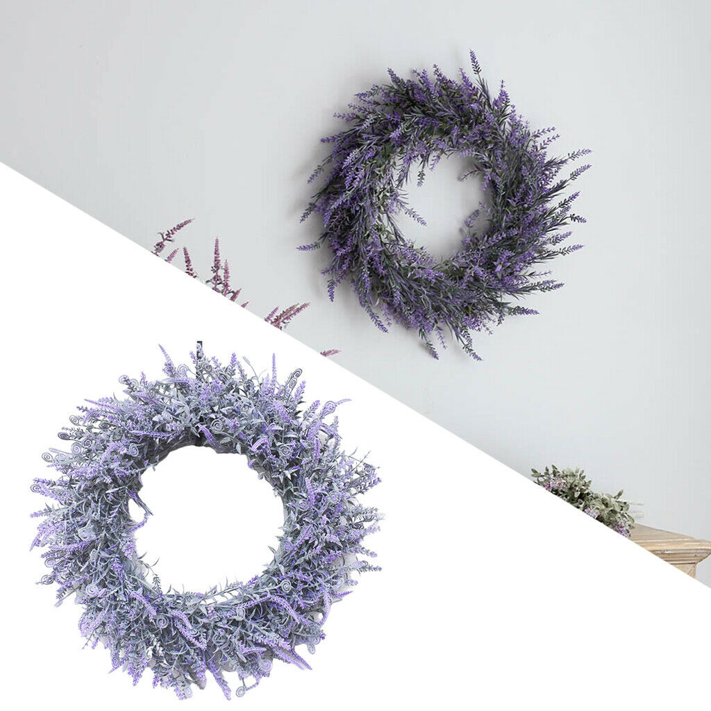 Outside Garden Artificial Lavender Flowers Wreath Front Door Home Art Decors