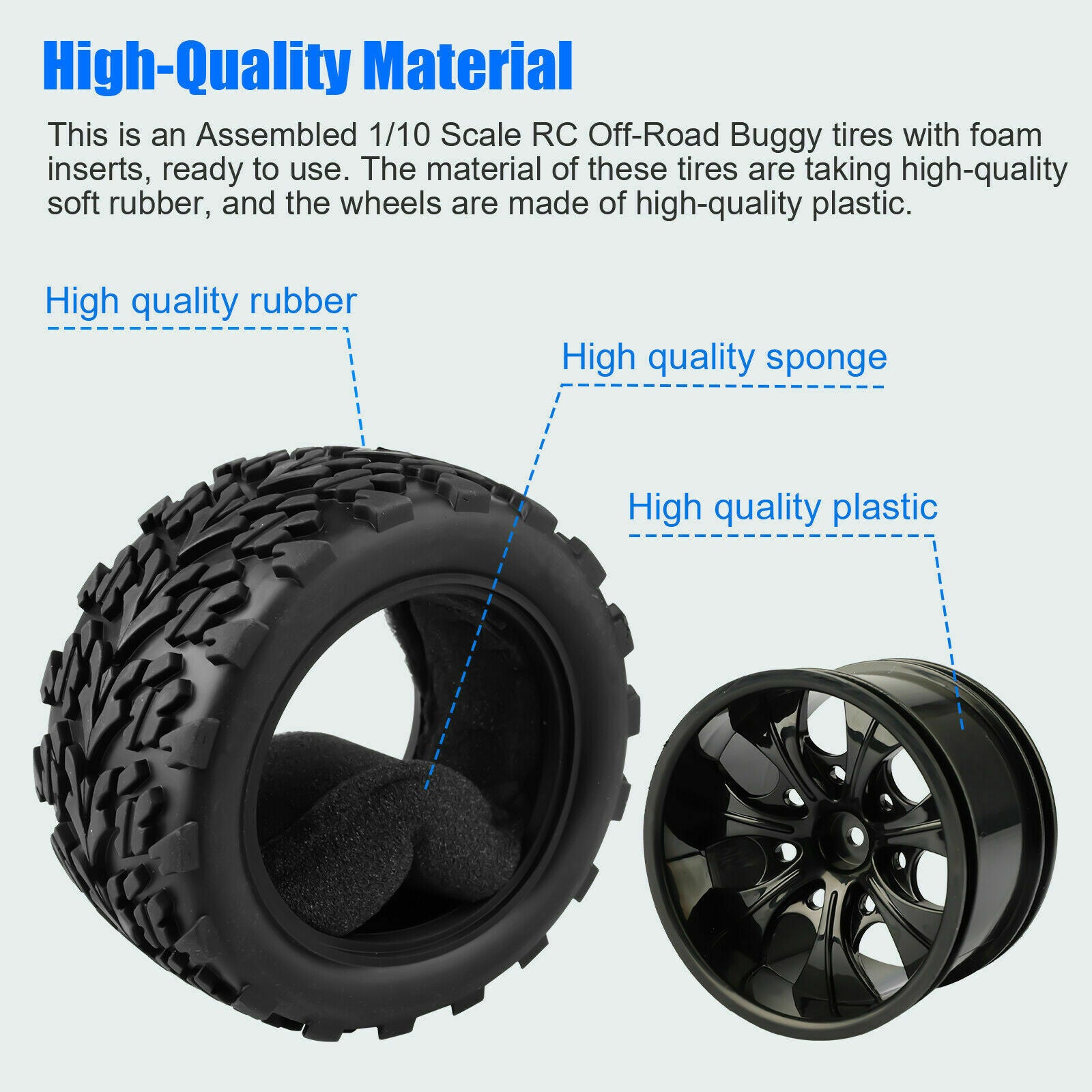 4pcs/Set Tires and Wheel Rims 12mm Hex Hub Foam Inserts For 1:10 RC Off Road Car