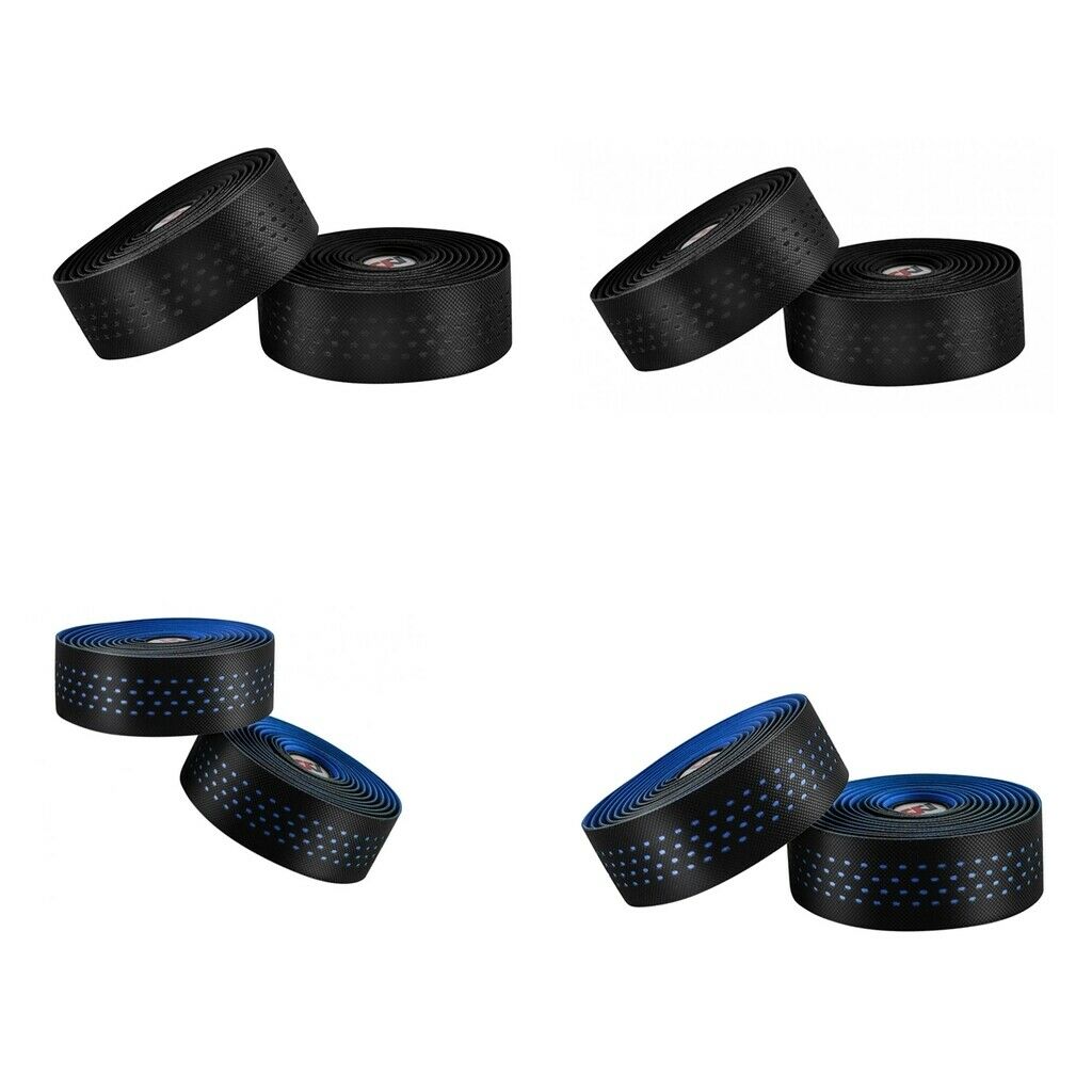 4Pcs Black+Blue EVA Bike Handlebar Tapes with Bar Plugs for Handle Wraps