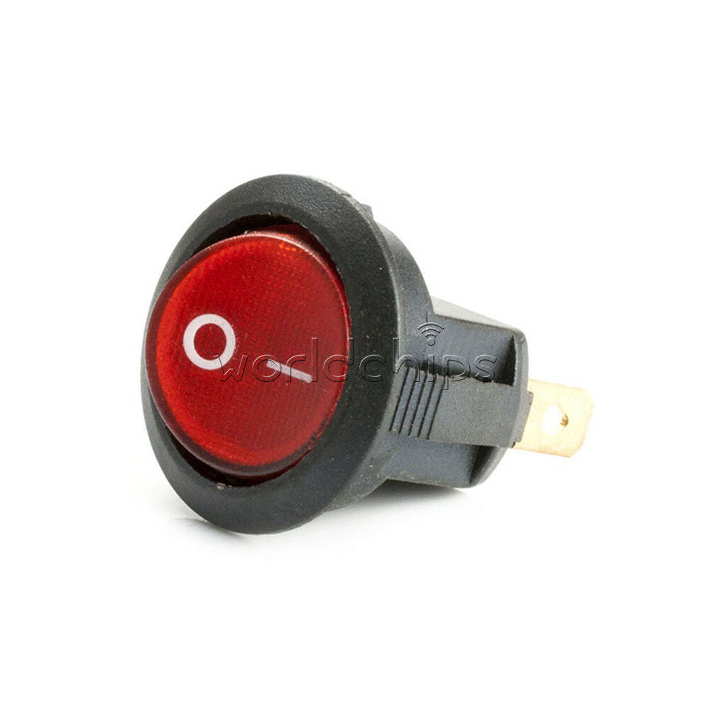 20Pcs Mini Round Red 3 Pin SPDT ON-OFF Rocker Switch Snap-in 6A/250V 10A/125V