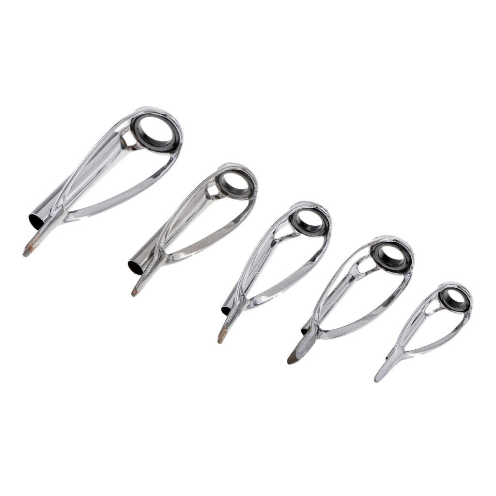 5 Pieces Sturdy Fishing Rod Guides Pole Tips Ring DIY Building Kits 5 Sizes