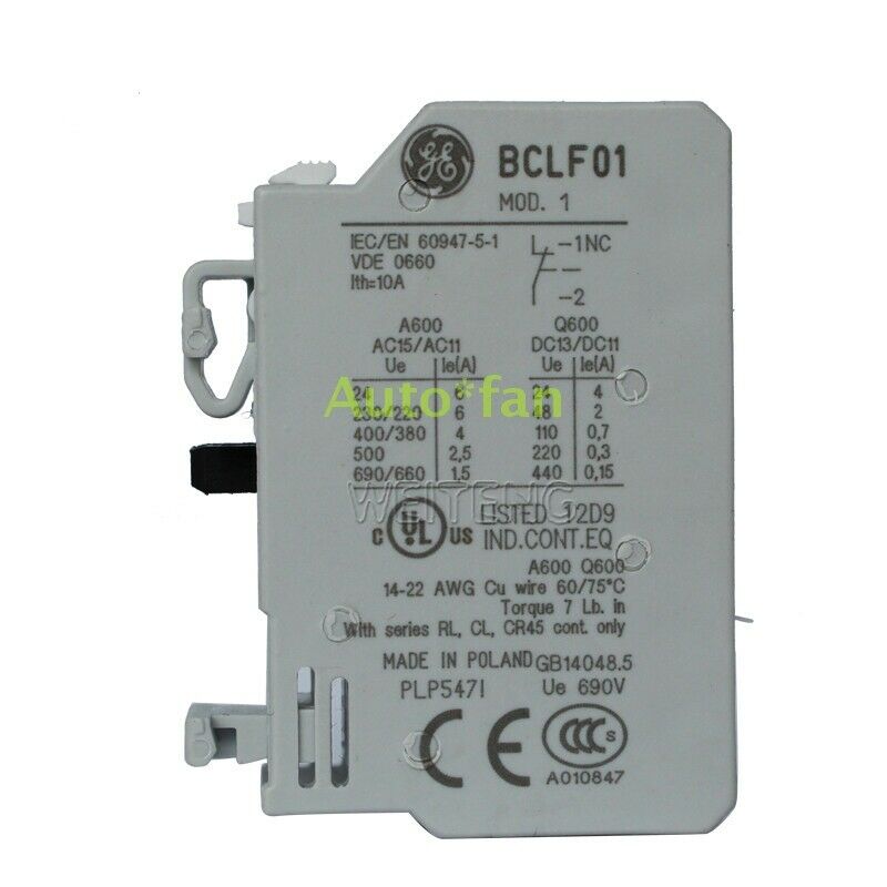 Brand New GE BCLF01 Auxiliary Contact 1NC Normally Closed
