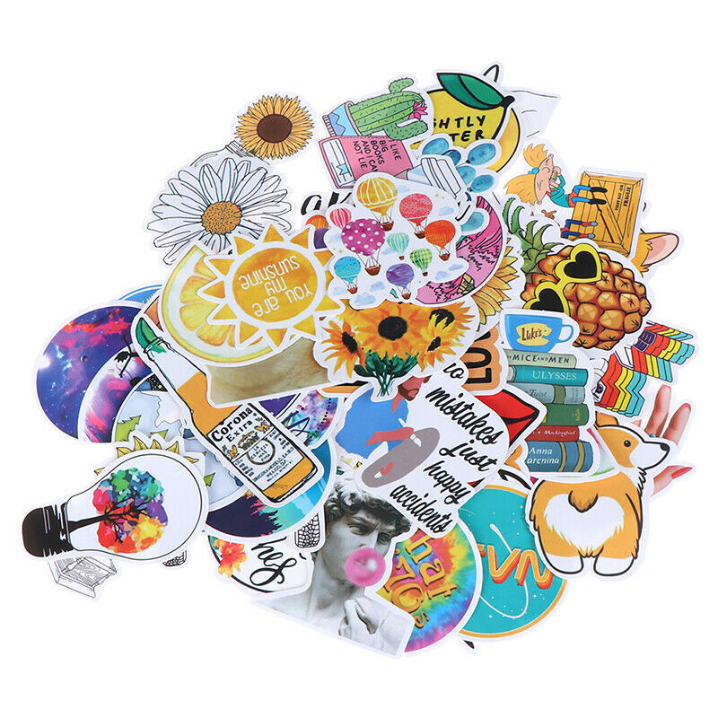 53Pcs Summer light yellow stickers DIY scrapbook suitcase laptop guitar s.l8