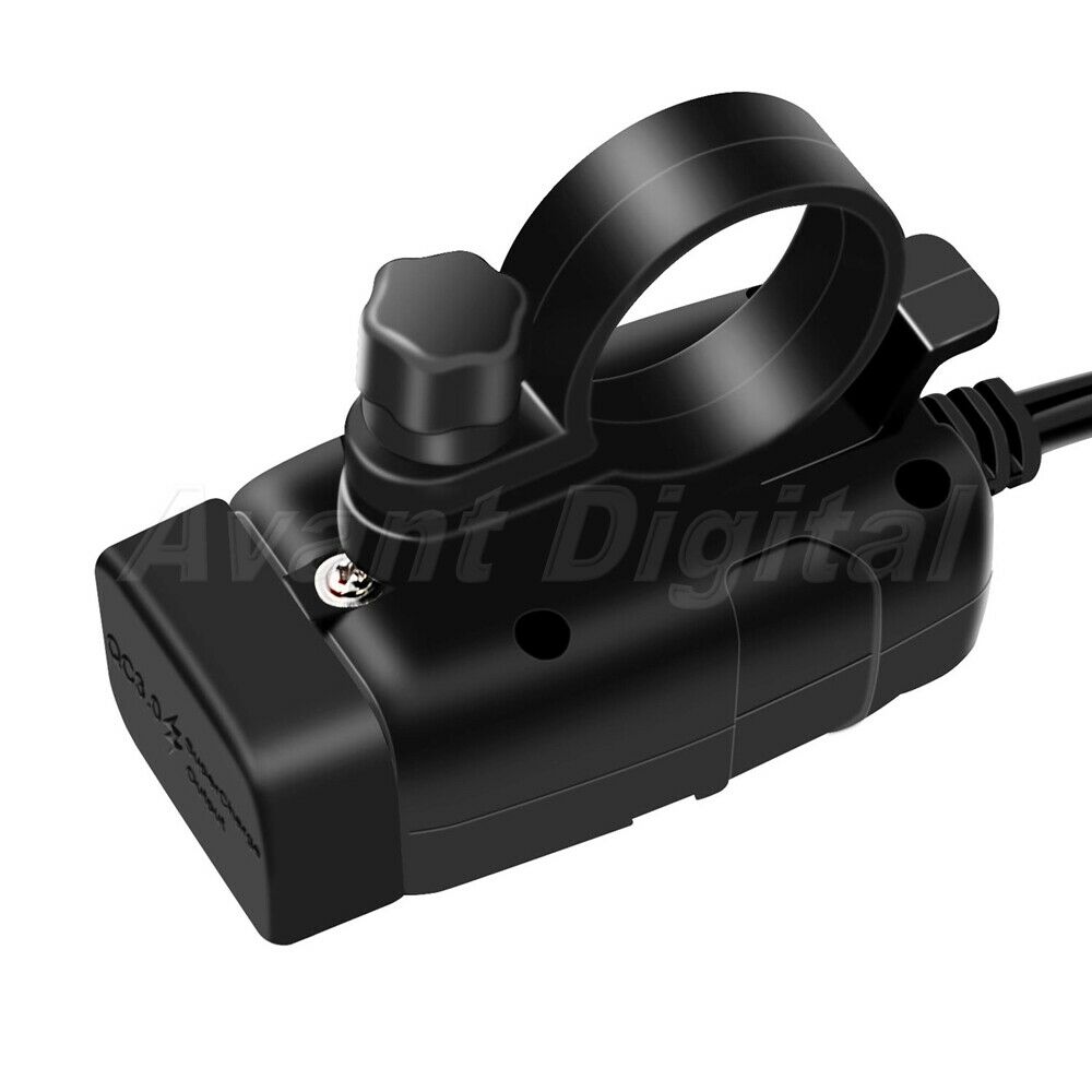 12V Motorcycle SAE to QC3.0 Dual USB Quick Charger With LED Voltmeter & Switch