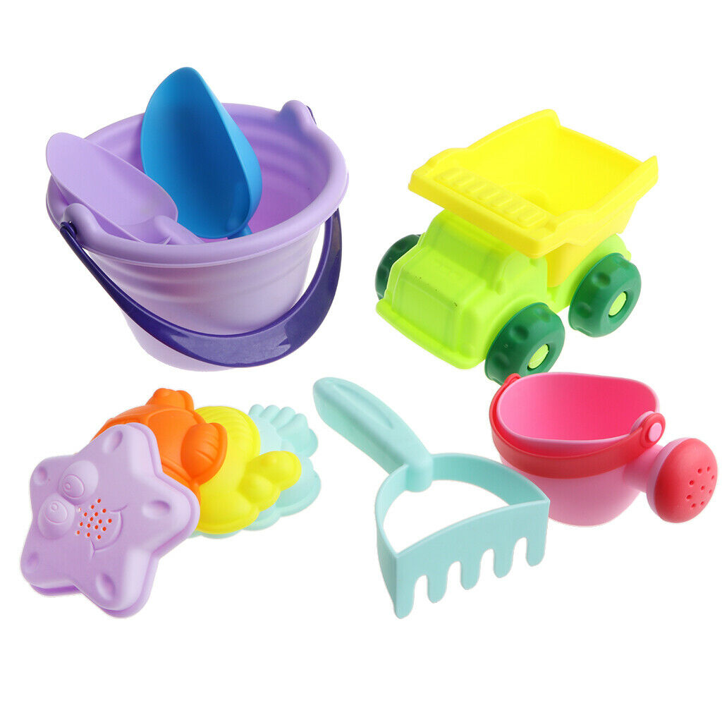 Beach Toys Set, Sandbox Toys with Small Car, Shovel, Rake, Watering Can And