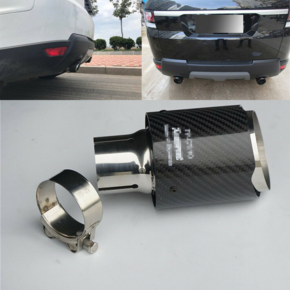 54mm Inlet 114mm Outlet Exhaust Tip Tail Pipe Muffler Tip Carbon Fiber Universal