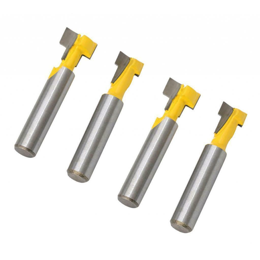 4 Pieces 8mm Shank Keyhole T-Slot Woodworking Cutter Router Bit 1/2" & 3/8"