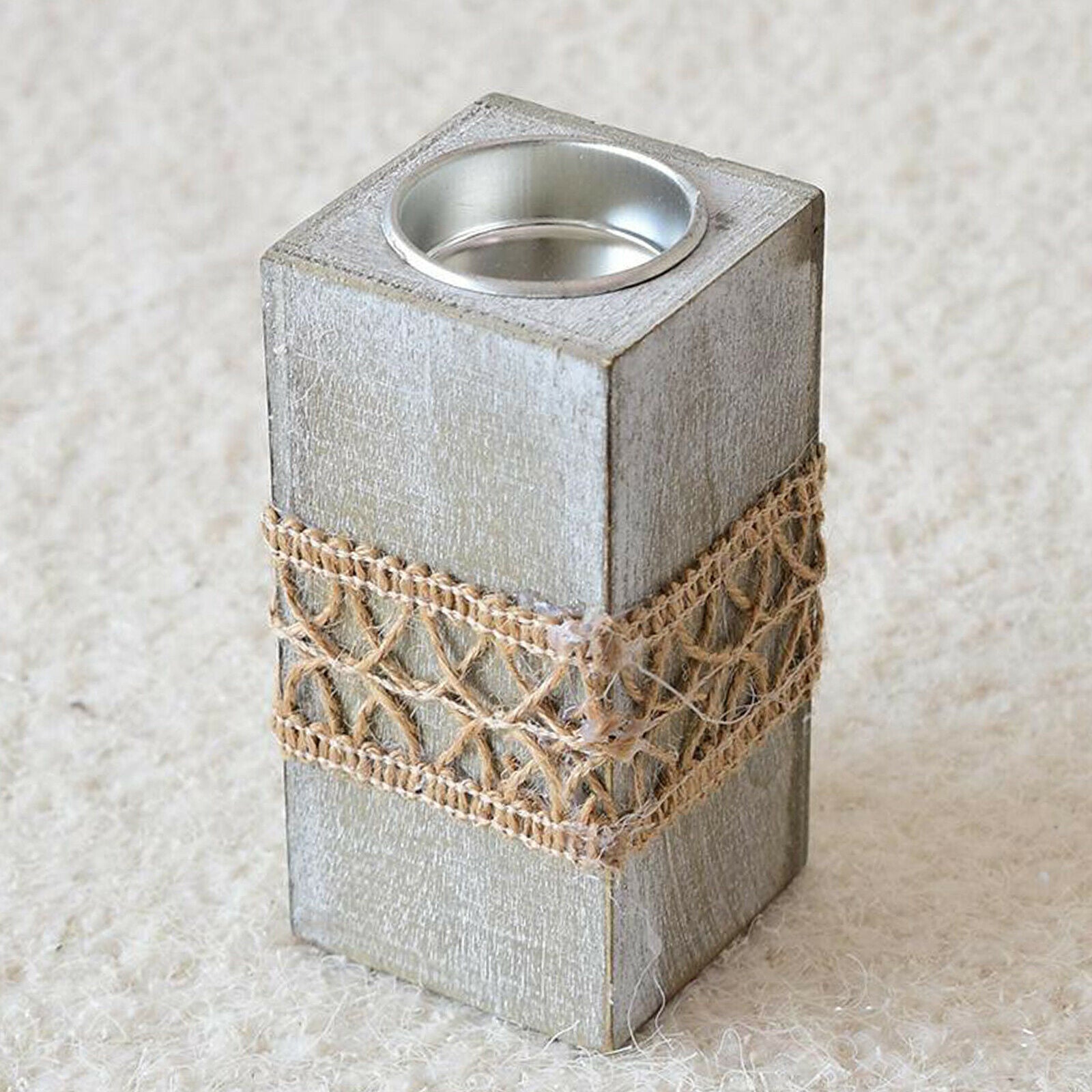 Rustic Wooden Tea light Candle Holder Chic Coffee Table Centerpieces Decor