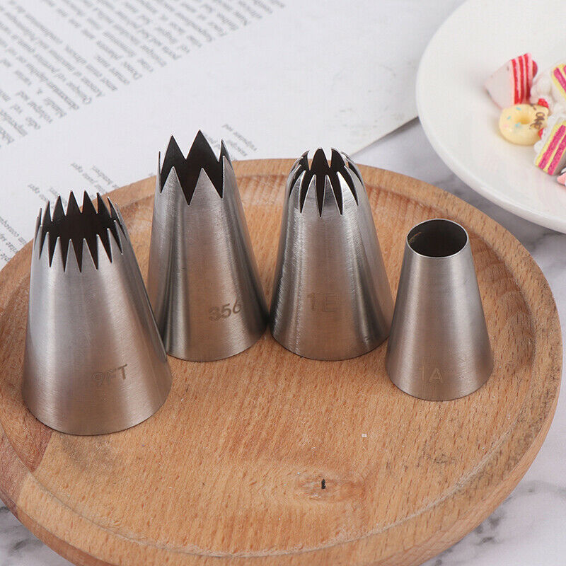 4Pcs Large Icing Piping Nozzles Russian Pastry Tips Baking Tool Cake Deco.l8