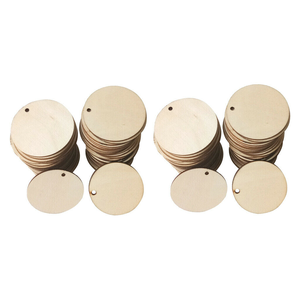 100pcs Lots Wooden Pieces Wood Chips Round Discs Party Decor DIY Craft
