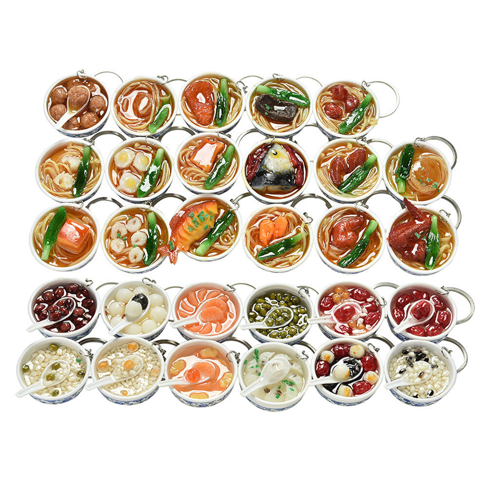 Simulation Food Key Chains Chinese Food Bowl Keyring Creative Bag Chai.l8