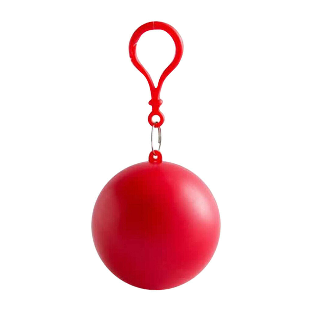 Adults Disposable Poncho Cycling Hooded Keyring Ball Rain Coat Red