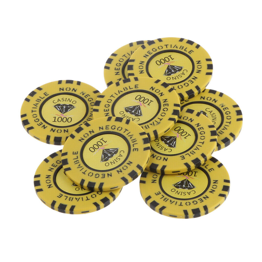 MagiDeal 1000 Par Value 45MM Non Negotiable Diamond Clay Casino Yellow Chips