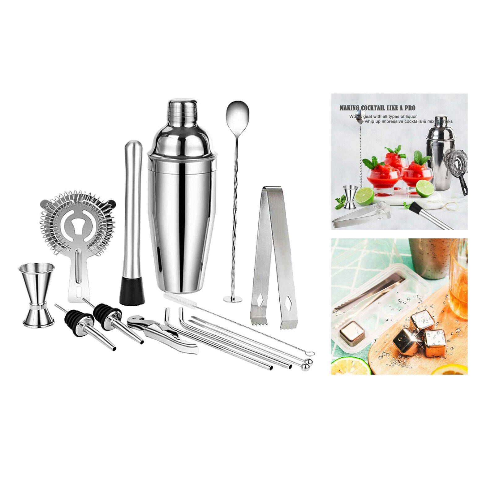 Bartender Kit, 14 Piece Cocktail Shaker Set Stainless Steel
