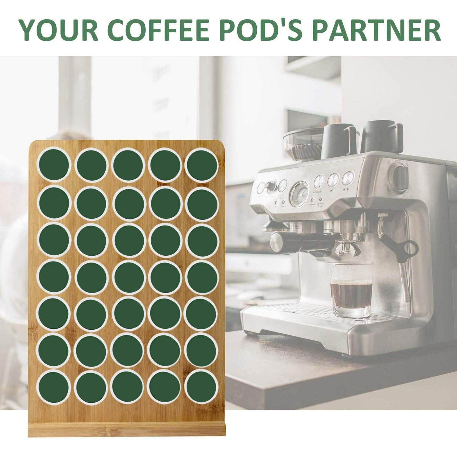 Wooden Coffee Pod Holder 35 Pods Capacity Organizer Shelf Display for Office