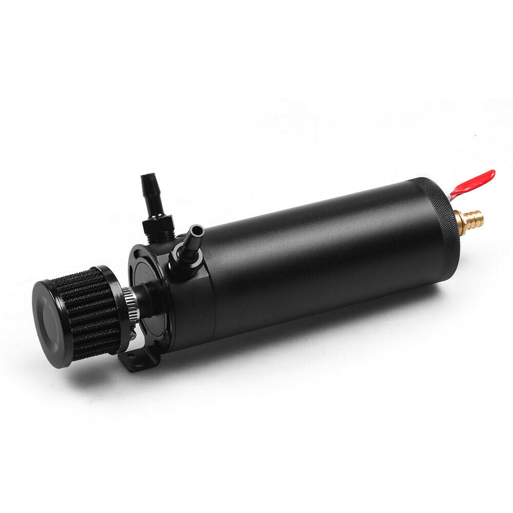 3/8" NPT Billet Aluminum Baffled 2-Port Oil Catch Can Tank with Breather Filter