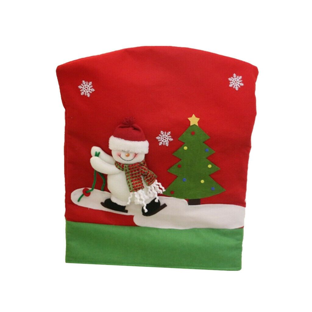 Pair of Chair Covers Seat Cover Santa Claus Hat Seat Cover
