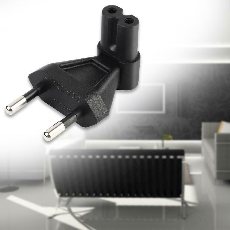 EU 2-Pin Power Cable Plug To IEC C7 Socket Plug Adapter Converter Right Angle