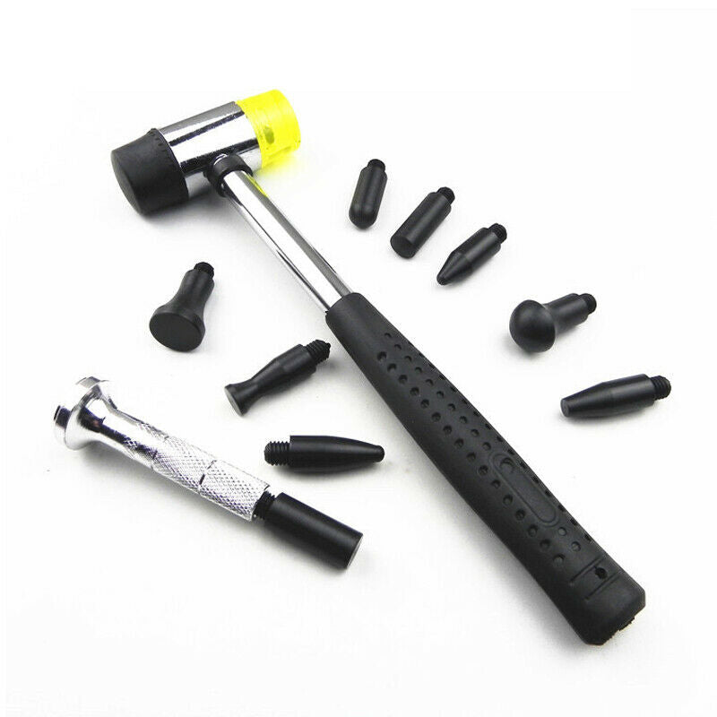 Car SUV Dent Repair Tool Kit Depression Repair Plastic Flat Pen w/ Rubber Hammer
