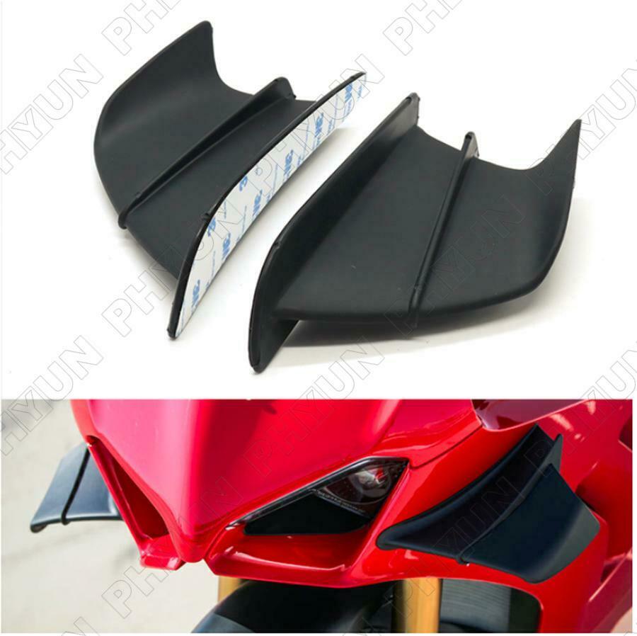 2PC Universal Motorcycle Side Winglets Wind Fin Spoiler Trim Cover Air Deflector