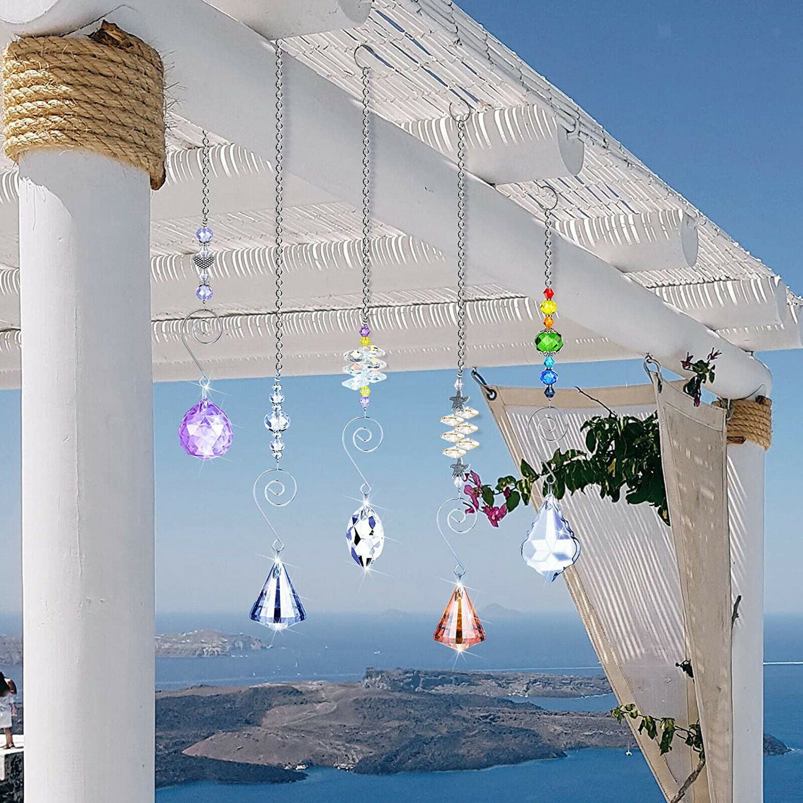 Colorful Crystals Glass Pendants Chandelier  Prisms Hanging Ornament Crystal