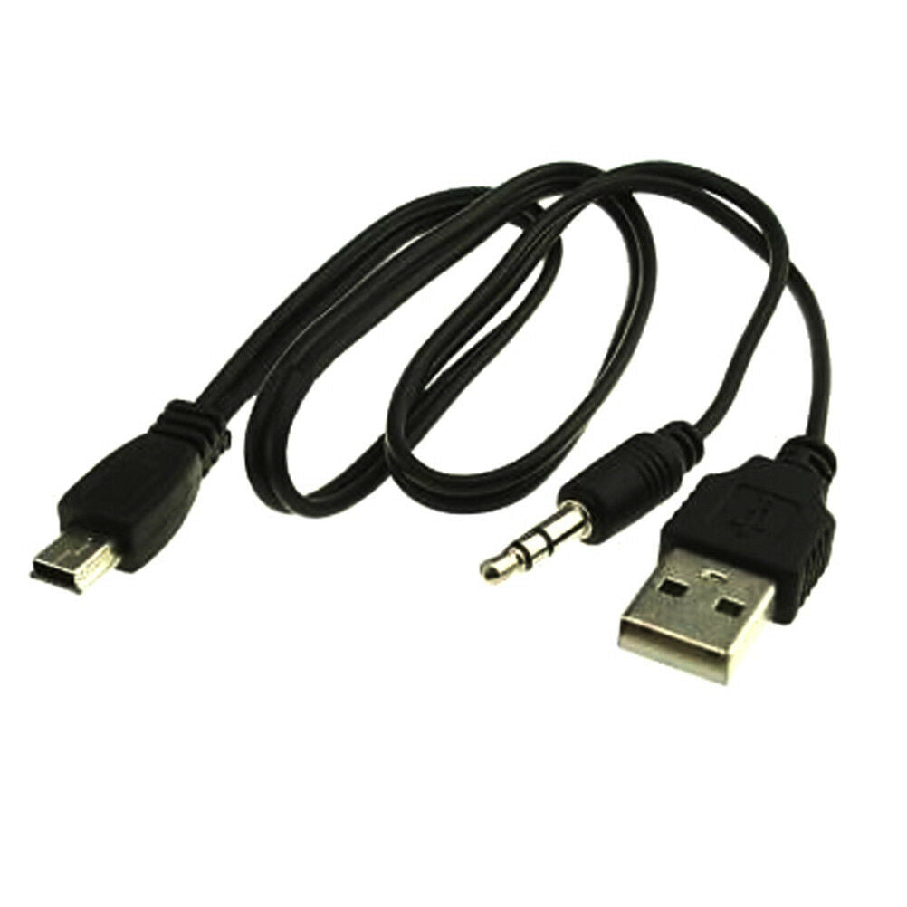 USB2.0 Charging Cord to Mini USB Male 3.5mm Jack Plug Audio Bluetooth Cable OZDD