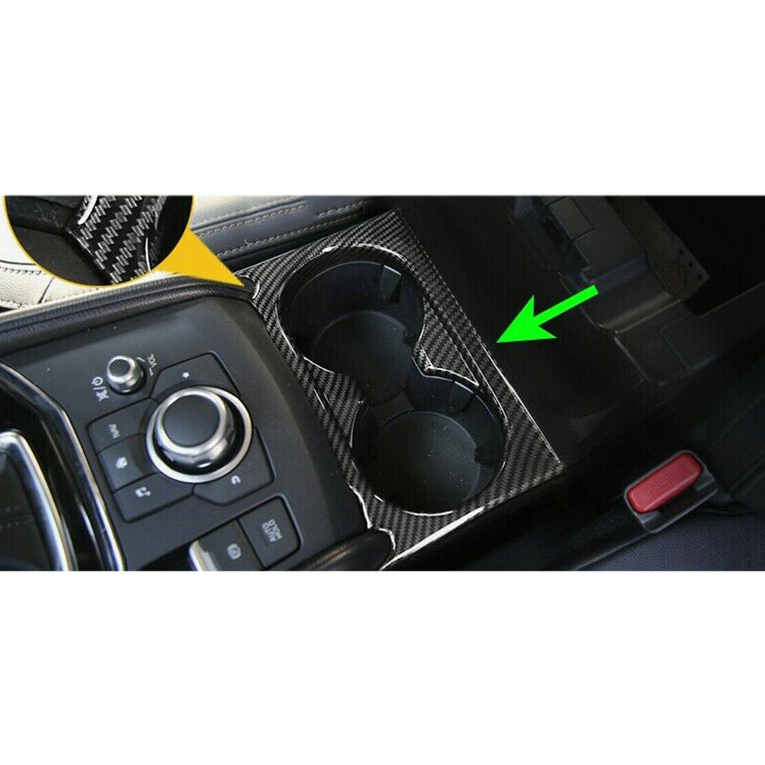 Carbon Fiber ABS Cup Holder Cover Trim Fit for Mazda CX-5 KF 17-21