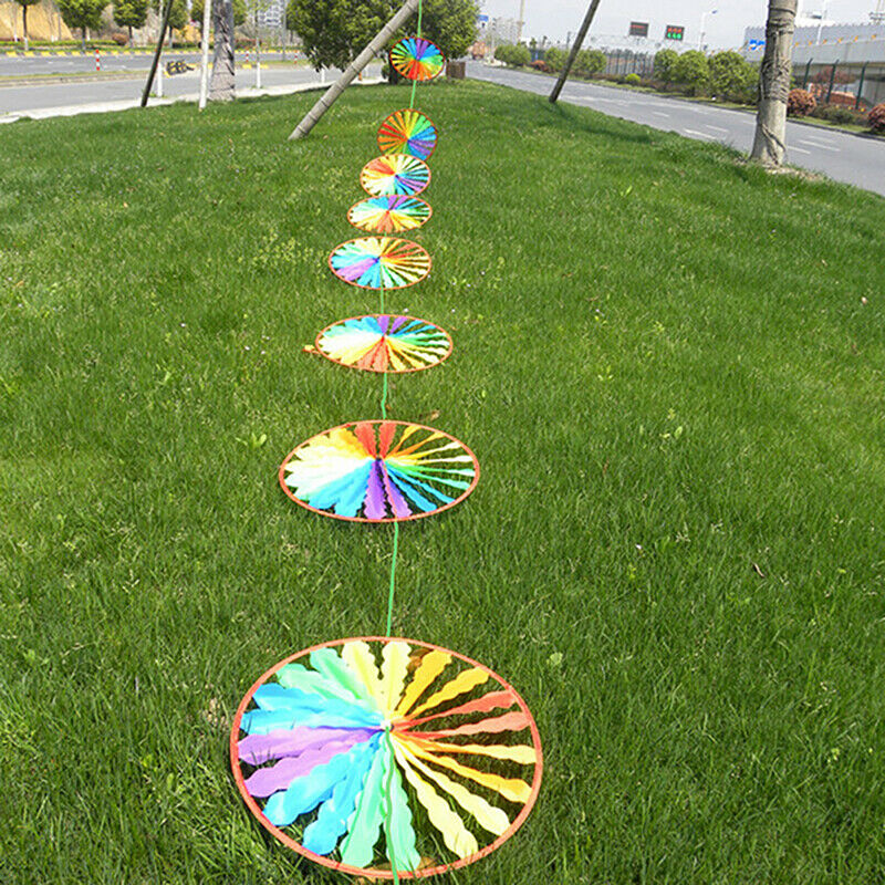 Rainbow Wheel Windmill Wind Spinner Whirligig Garden Funny Children ToysBDAU