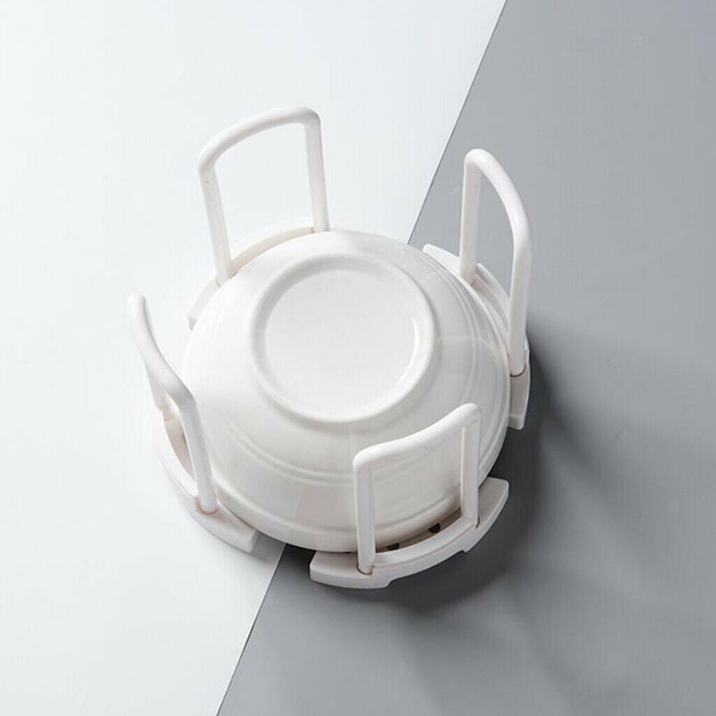 6 Grids Kitchen Bamboo Holder Dish Storage Tray Rack Drainer Plate Stand white