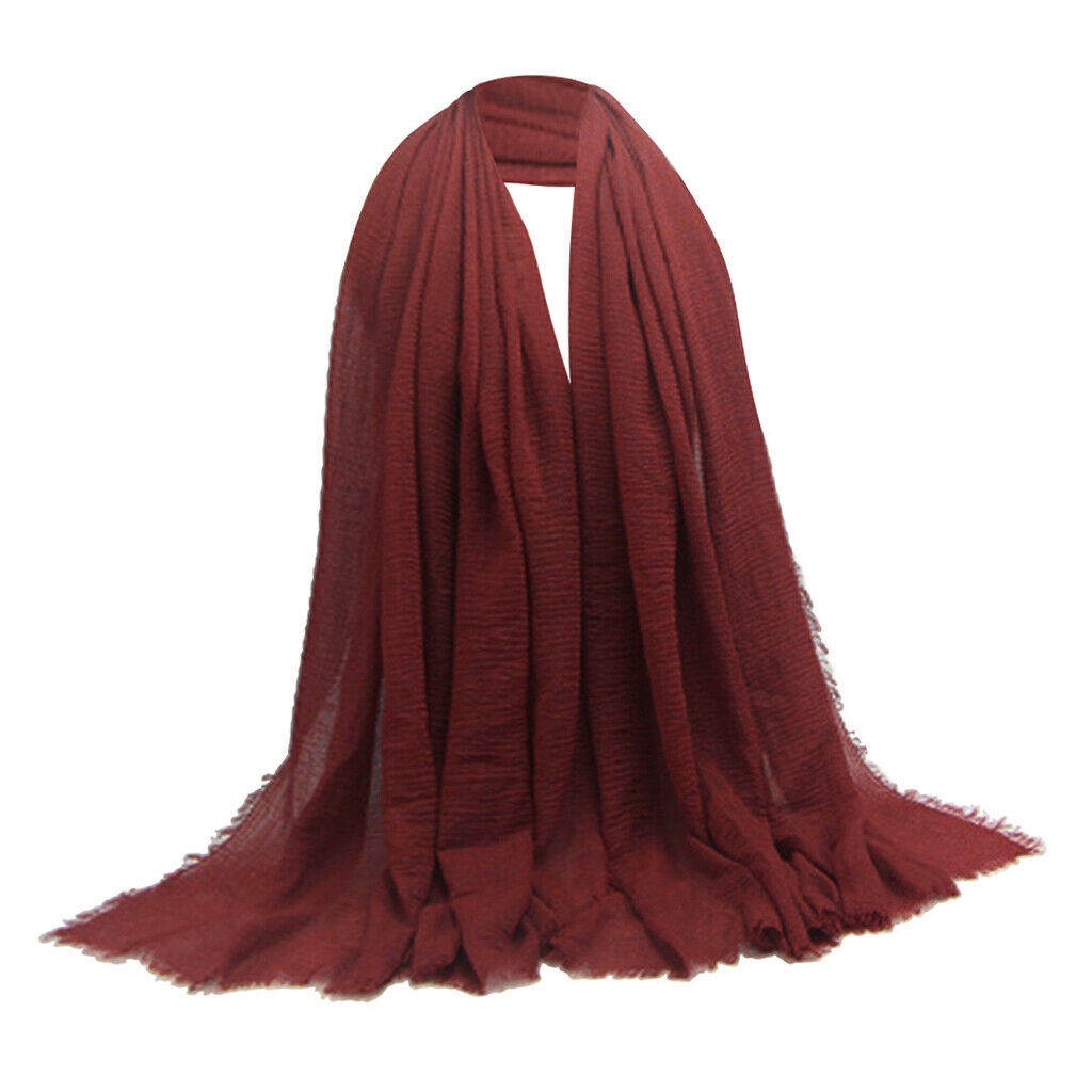 7 Pcs Stylish Long Scarf Solid Hijab Jewish Turban Head Scarf Neck Wrap