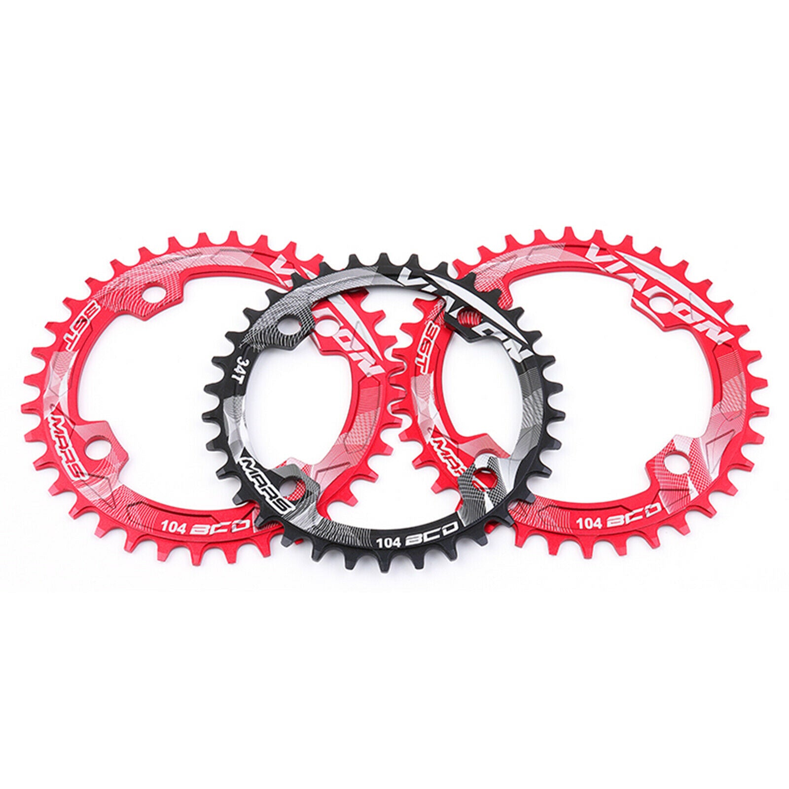 Bike Chainring Bicycle Aluminum Alloy BCD104 Replacement Chainwheel Red 38T