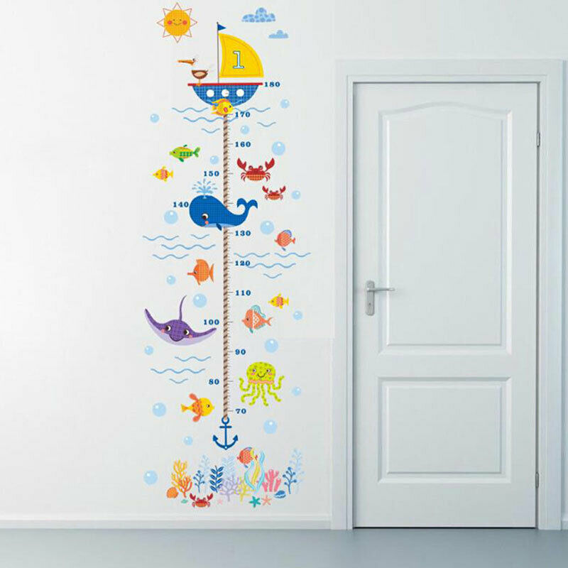 Children Height Stickers Animals Wall Stickers Kids Living Room Home Decorat FG