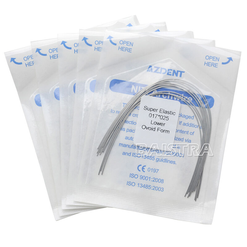 100X AZDental Super Elastic Niti Rectangular Arch Wires 17X25 Lower Ovoid Form